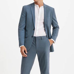 Express Extra Slim Dusty Blue Wool Blend Modern Tech Jacket, 42R & Pants, 30x32